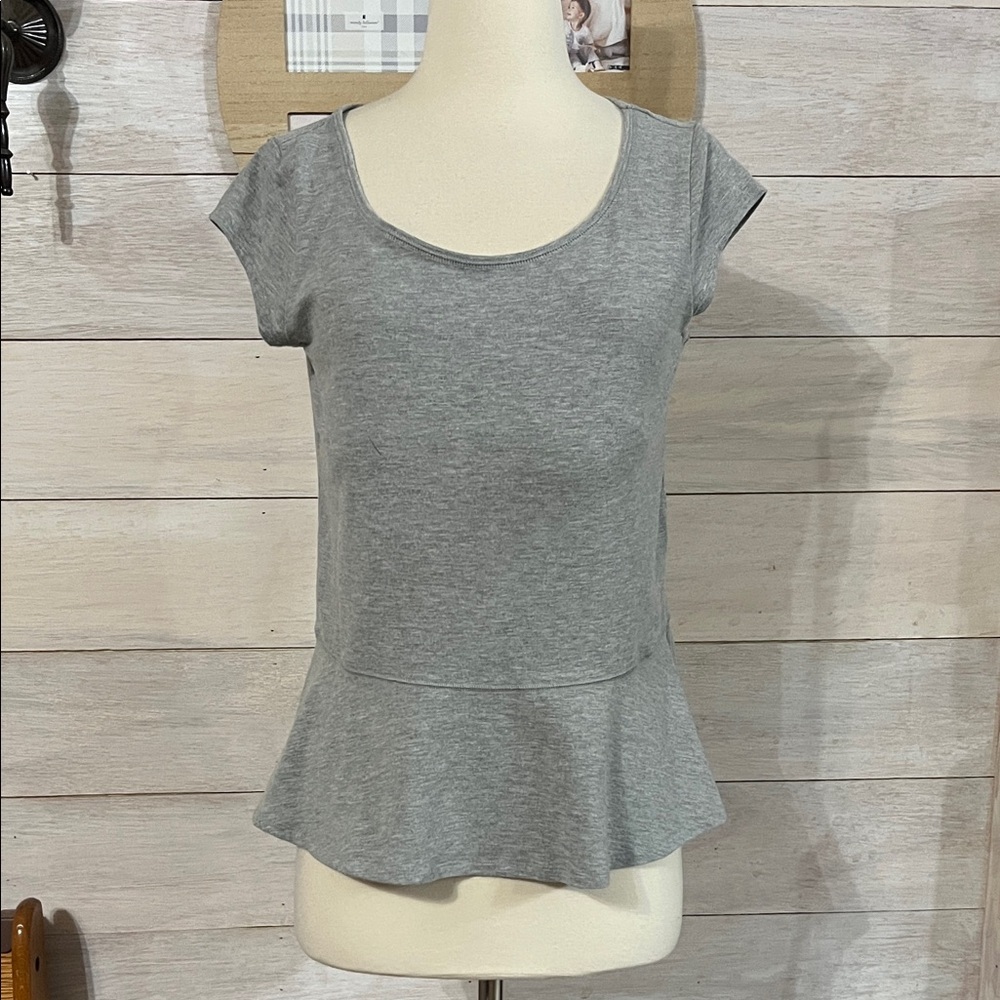 DKNY Heather Gray Peplum Blouse S